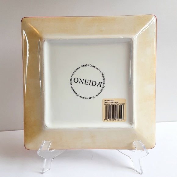 Oneida Fiddlestix Candy Cane Cat 8" square Plate - Picture 5 of 8